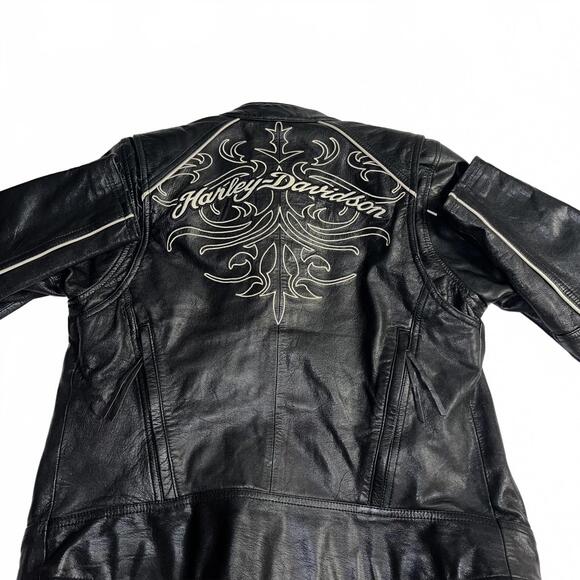 Harley-Davidson Women's Small Leather Motorcycle Jacket with Embroidered Design - Picture 2 of 9